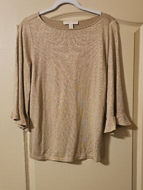 Michael Kors Metallic Gold Knit Top